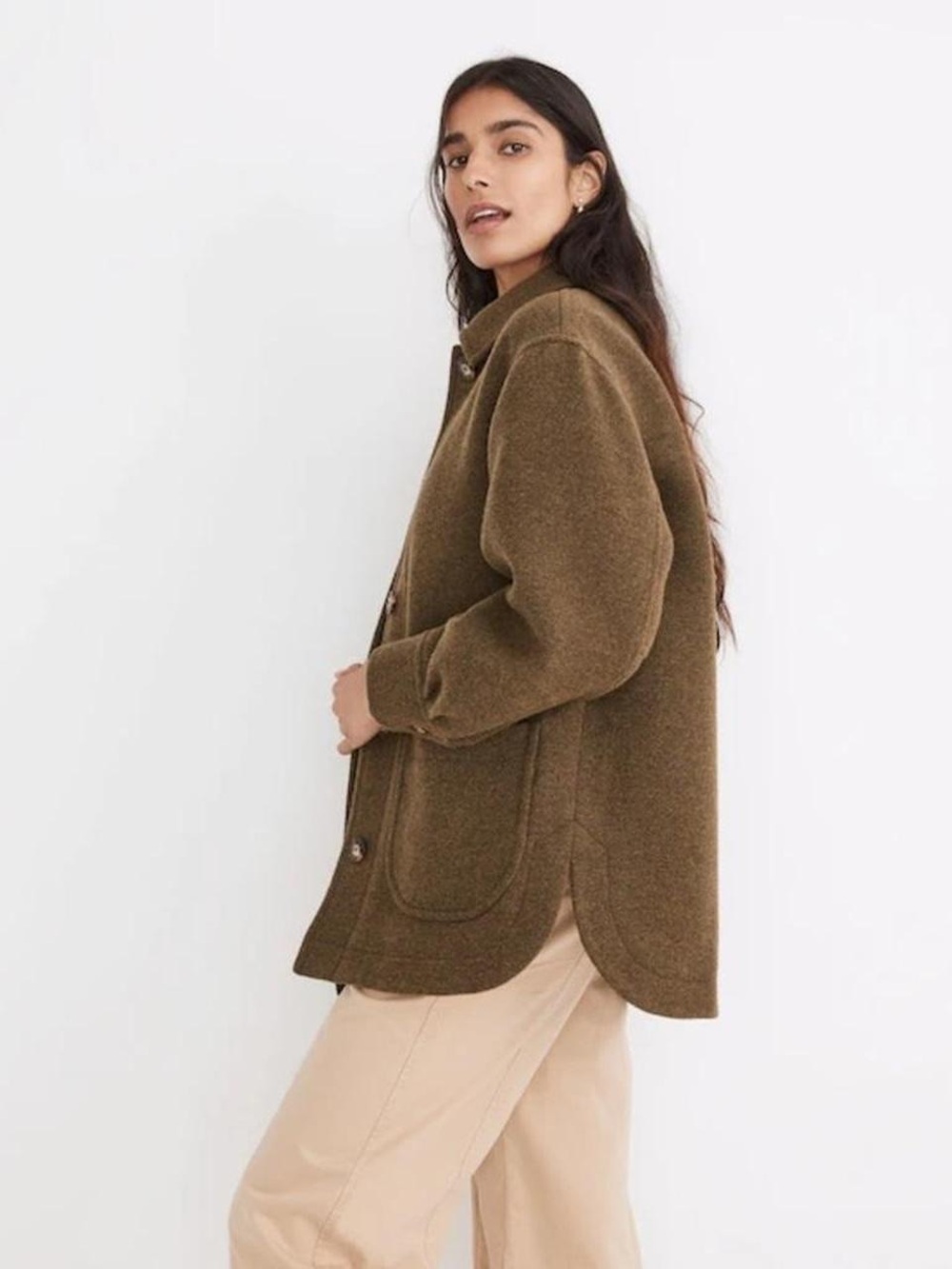 Madewell Brushed Belrose Shirt-Jacket Olive - Picture 2 of 6
